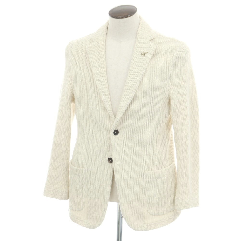 【中古】パオローニ PAOLONI ウールコットンポリエステル ニットジャケット オフホワイト【 50 】【 状態ランクB 】【 メンズ 】
