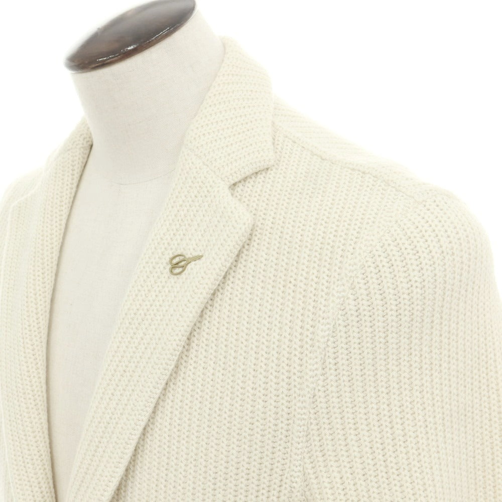 【中古】パオローニ PAOLONI ウールコットンポリエステル ニットジャケット オフホワイト【 50 】【 状態ランクB 】【 メンズ 】