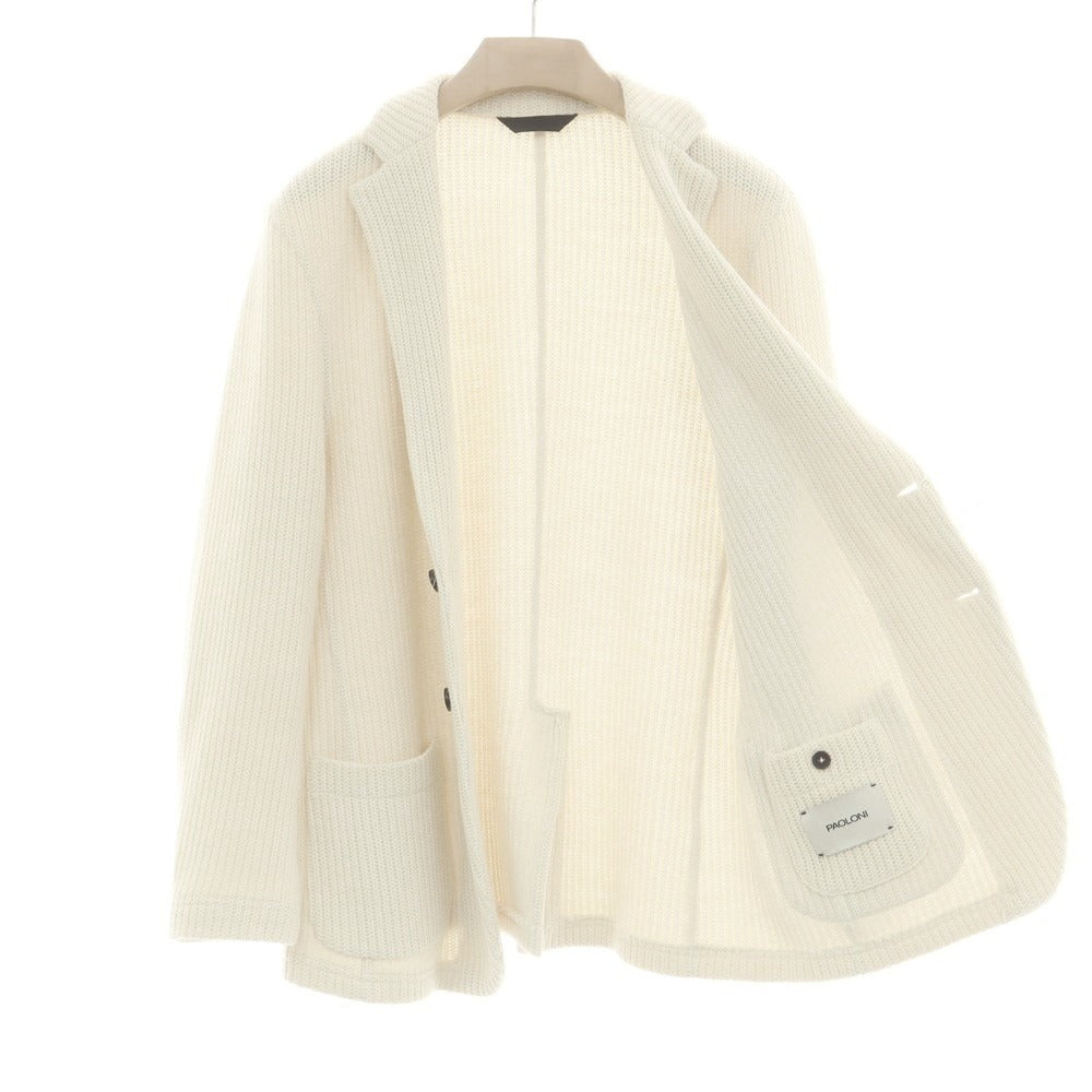 【中古】パオローニ PAOLONI ウールコットンポリエステル ニットジャケット オフホワイト【 50 】【 状態ランクB 】【 メンズ 】