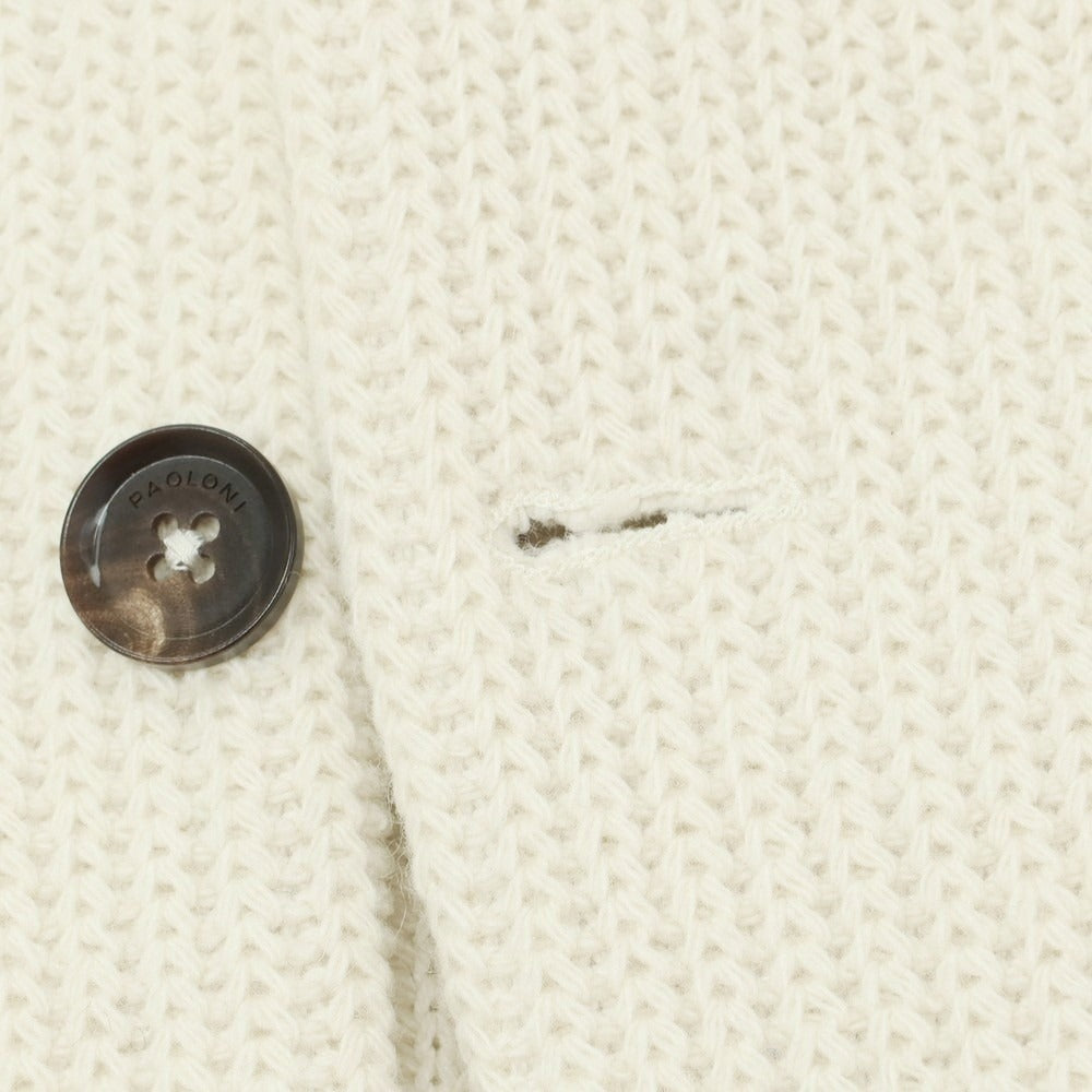 【中古】パオローニ PAOLONI ウールコットンポリエステル ニットジャケット オフホワイト【 50 】【 状態ランクB 】【 メンズ 】