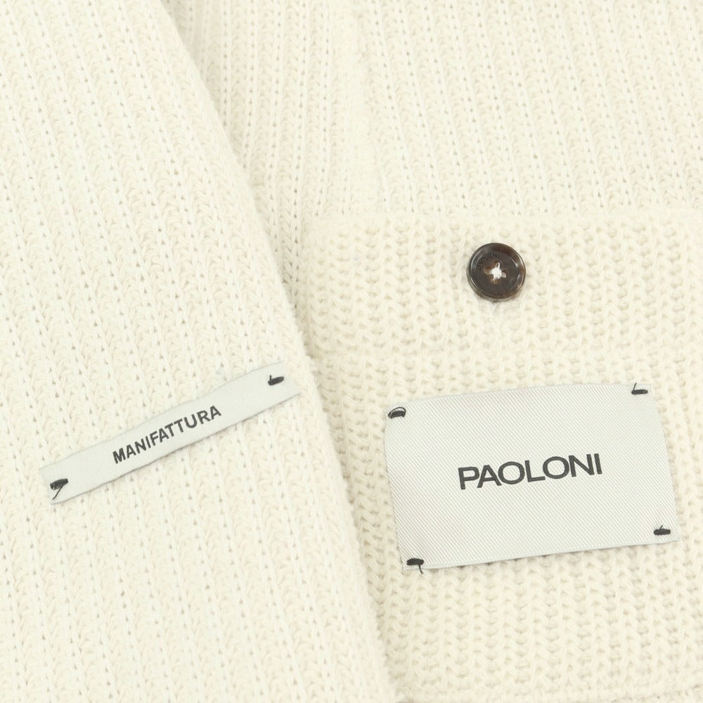 【中古】パオローニ PAOLONI ウールコットンポリエステル ニットジャケット オフホワイト【 50 】【 状態ランクB 】【 メンズ 】