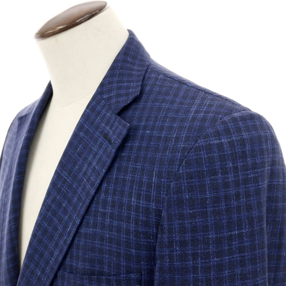 【中古】ダーバン D’URBAN ウールシルク チェック テーラードジャケット ネイビーxブルー【サイズBB6】【 状態ランクB 】【 メンズ 】
