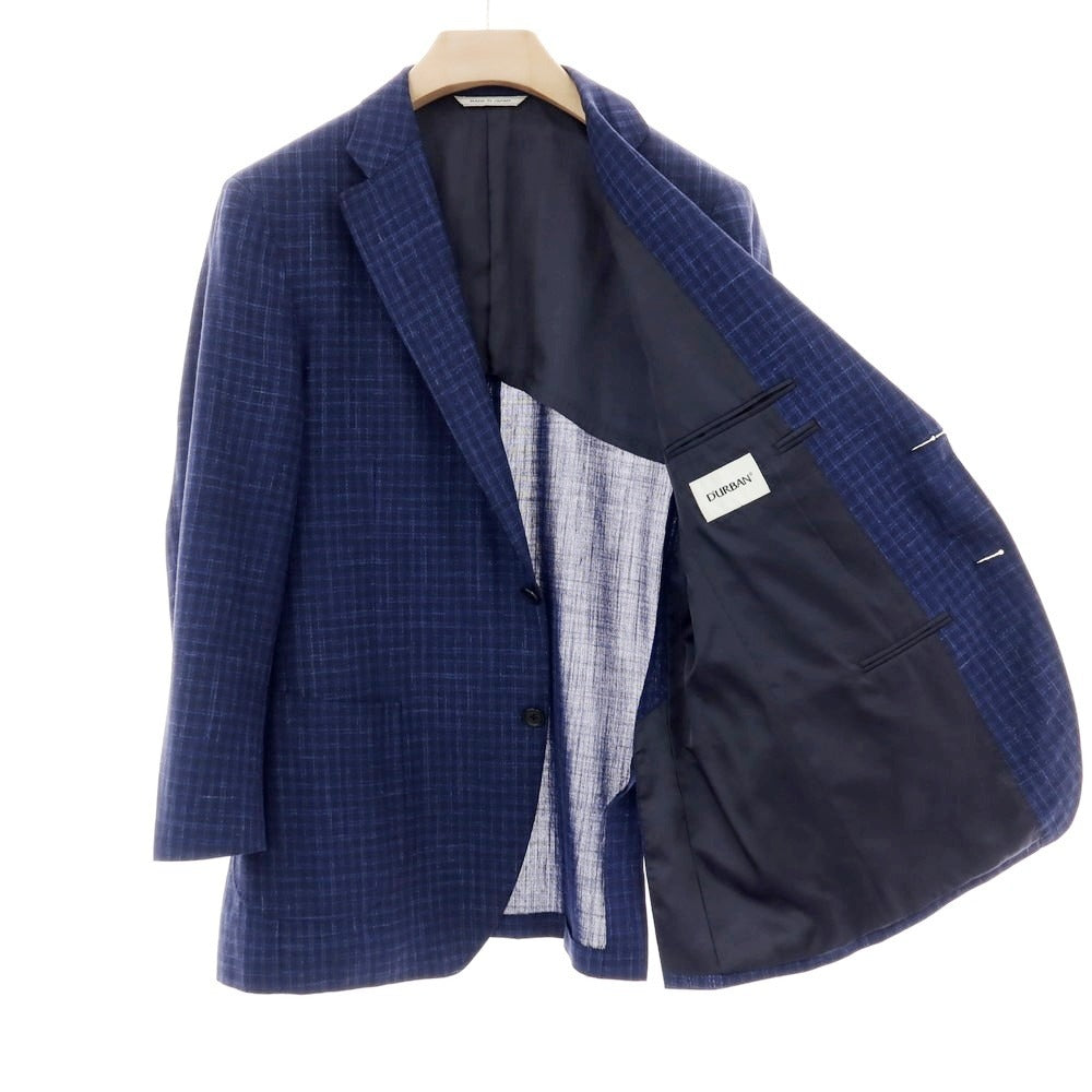 【中古】ダーバン D’URBAN ウールシルク チェック テーラードジャケット ネイビーxブルー【サイズBB6】【 状態ランクB 】【 メンズ 】