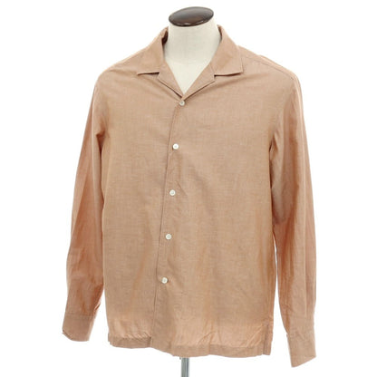 【中古】ゼニア Zegna コットンリネンシルク オープンカラー カジュアルシャツ オレンジブラウン【サイズL】【 状態ランクB 】【 メンズ 】