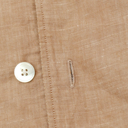 【中古】ゼニア Zegna コットンリネンシルク オープンカラー カジュアルシャツ オレンジブラウン【サイズL】【 状態ランクB 】【 メンズ 】