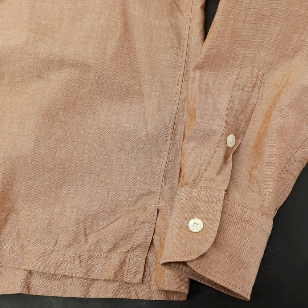 【中古】ゼニア Zegna コットンリネンシルク オープンカラー カジュアルシャツ オレンジブラウン【サイズL】【 状態ランクB 】【 メンズ 】