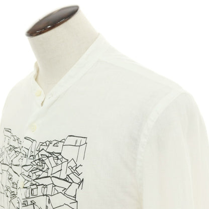 【中古】ジーゼニア Z Zegna リネン プリント バンドカラー カジュアルシャツ ホワイト【 L 】【 状態ランクB 】【 メンズ 】 []