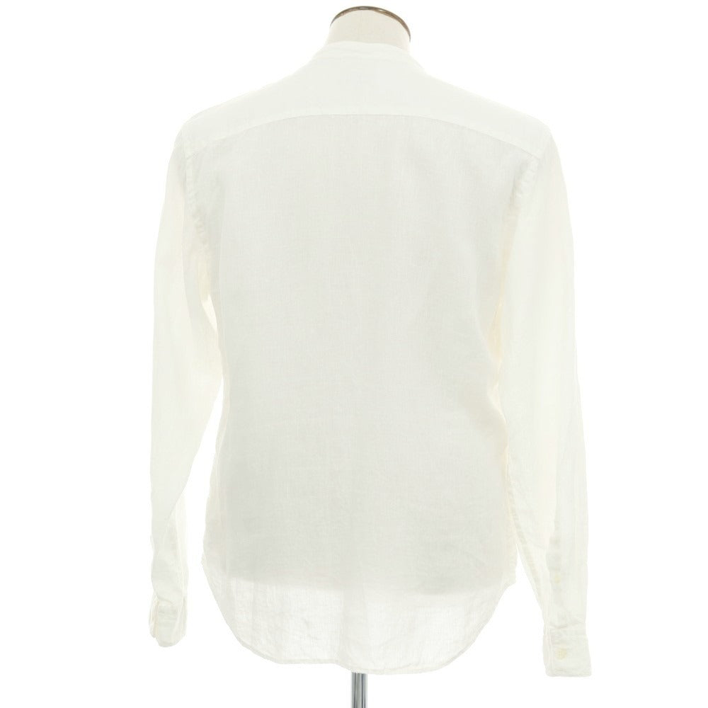 【中古】ジーゼニア Z Zegna リネン プリント バンドカラー カジュアルシャツ ホワイト【 L 】【 状態ランクB 】【 メンズ 】 []