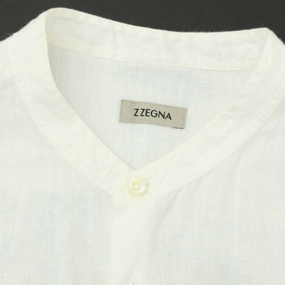 【中古】ジーゼニア Z Zegna リネン プリント バンドカラー カジュアルシャツ ホワイト【 L 】【 状態ランクB 】【 メンズ 】 []
