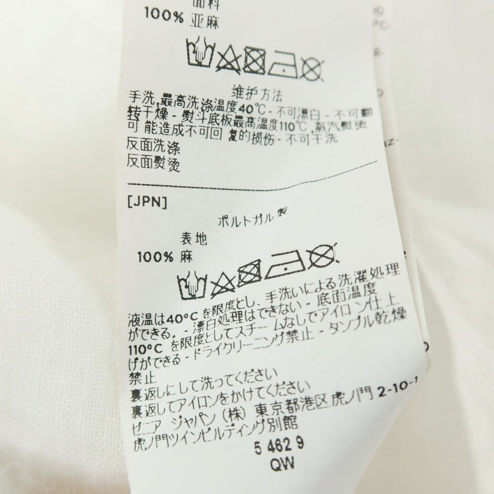 【中古】ジーゼニア Z Zegna リネン プリント バンドカラー カジュアルシャツ ホワイト【 L 】【 状態ランクB 】【 メンズ 】 []