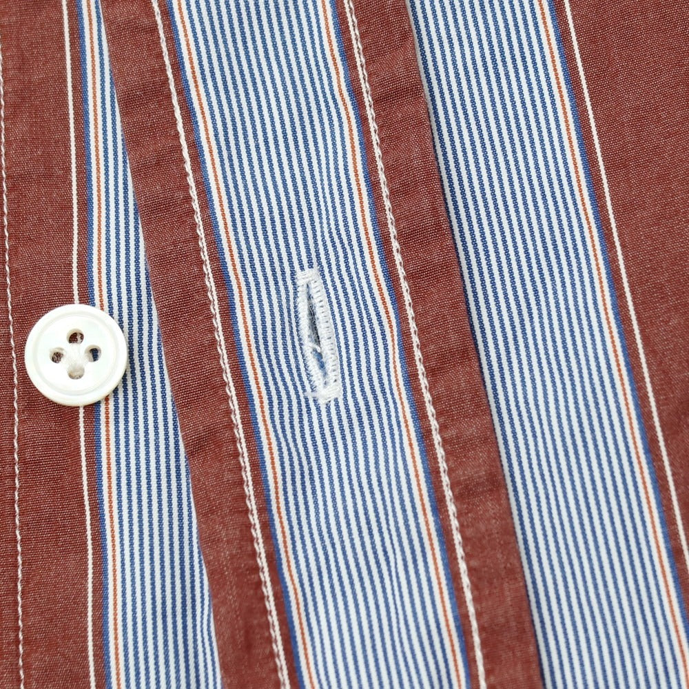 【中古】バグッタ Bagutta コットン ストライプ レギュラーカラー カジュアルシャツ ブラウンxホワイト【サイズXL】【 状態ランクB 】【 メンズ 】