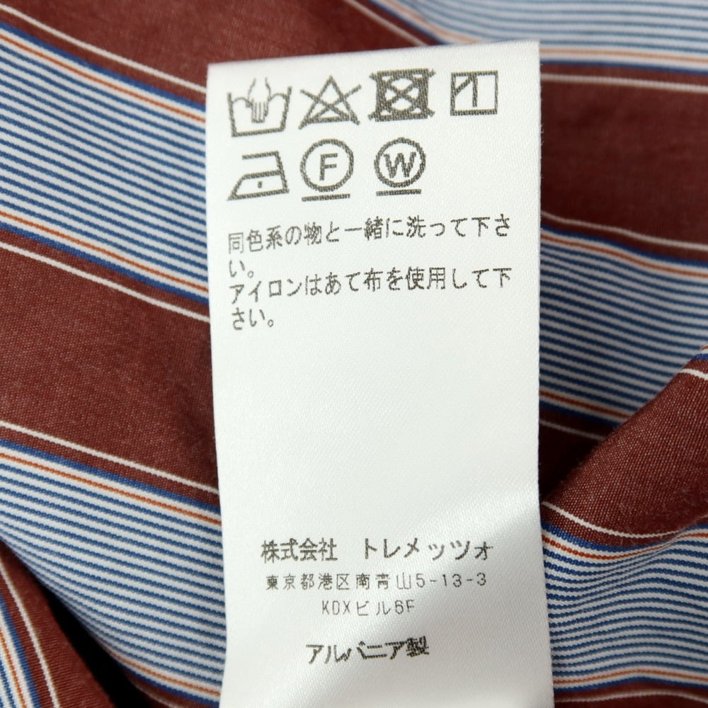 【中古】バグッタ Bagutta コットン ストライプ レギュラーカラー カジュアルシャツ ブラウンxホワイト【サイズXL】【 状態ランクB 】【 メンズ 】