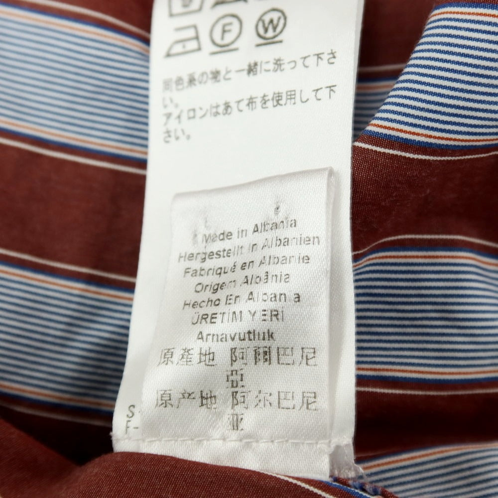 【中古】バグッタ Bagutta コットン ストライプ レギュラーカラー カジュアルシャツ ブラウンxホワイト【サイズXL】【 状態ランクB 】【 メンズ 】