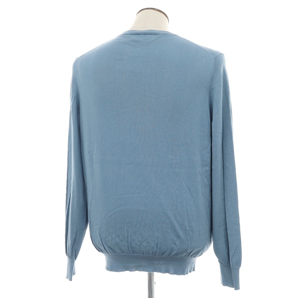 【中古】ブルネロクチネリ Brunello Cucinelli ハイゲージ コットン クルーネック プルオーバーニット ライトブルー【サイズ54】【 状態ランクB 】【 メンズ 】