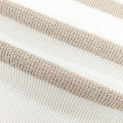 【中古】ブルネロクチネリ Brunello Cucinelli サーマルコットン ボーダー 長袖Ｔシャツ ホワイトxベージュ【 L 】【 状態ランクB 】【 メンズ 】