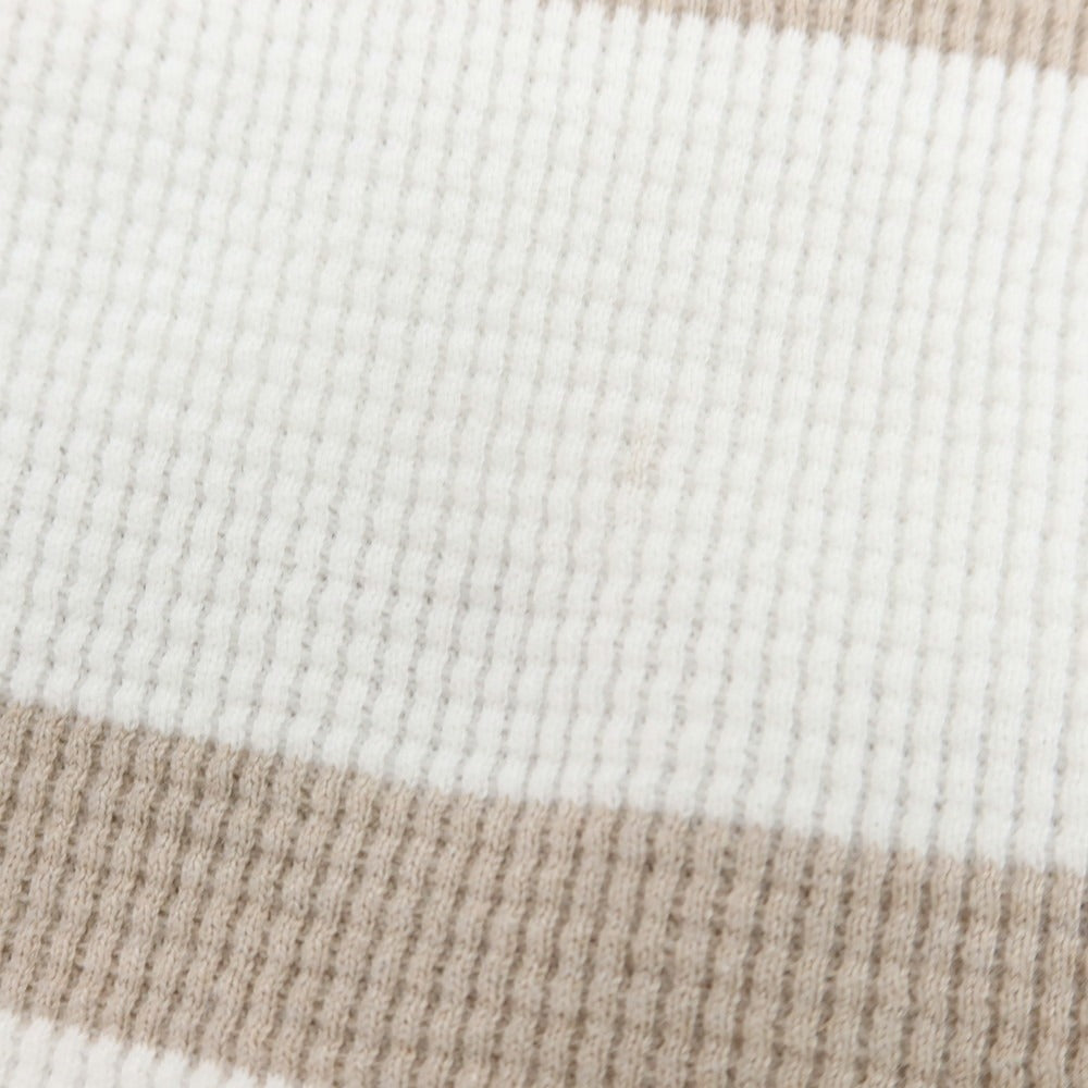 【中古】ブルネロクチネリ Brunello Cucinelli サーマルコットン ボーダー 長袖Ｔシャツ ホワイトxベージュ【 L 】【 状態ランクB 】【 メンズ 】