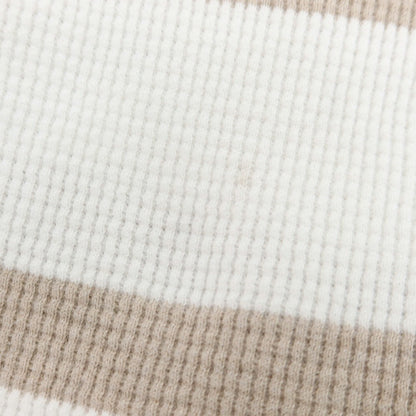 【中古】ブルネロクチネリ Brunello Cucinelli サーマルコットン ボーダー 長袖Ｔシャツ ホワイトxベージュ【 L 】【 状態ランクB 】【 メンズ 】