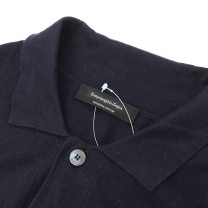 【中古】エルメネジルドゼニア Ermenegildo Zegna ハイゲージ プレミアムコットン サイドライン半袖 ポロニット ネイビー【サイズL/52】【 状態ランクC 】【 メンズ 】