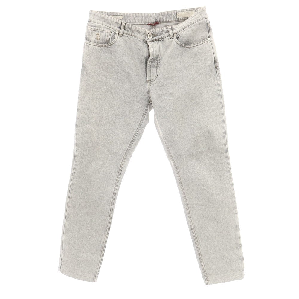 【中古】ブルネロクチネリ Brunello Cucinelli コットン デニムパンツ ジーンズ グレーホワイト【 表記なし(XL位) 】【 状態ランクB 】【 メンズ 】