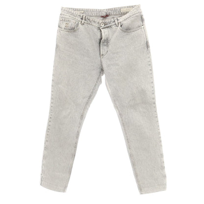 【中古】ブルネロクチネリ Brunello Cucinelli コットン デニムパンツ ジーンズ グレーホワイト【 表記なし(XL位) 】【 状態ランクB 】【 メンズ 】