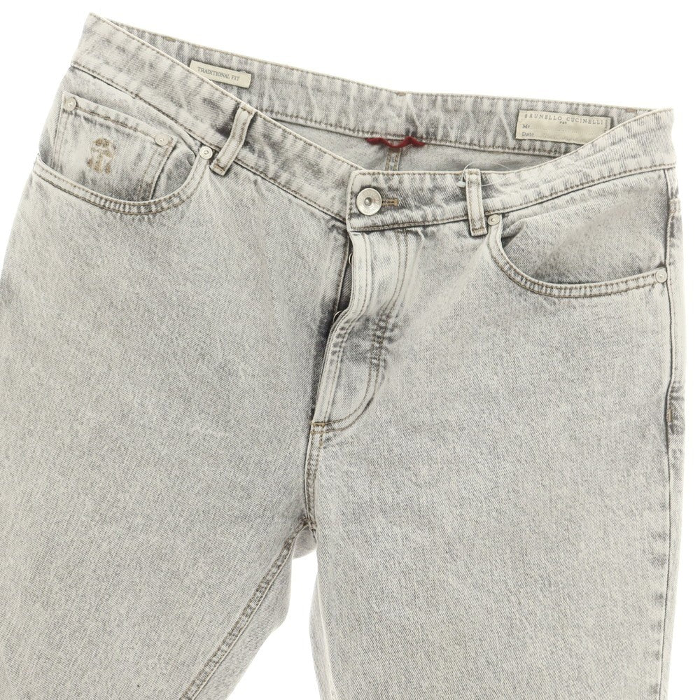 【中古】ブルネロクチネリ Brunello Cucinelli コットン デニムパンツ ジーンズ グレーホワイト【 表記なし(XL位) 】【 状態ランクB 】【 メンズ 】