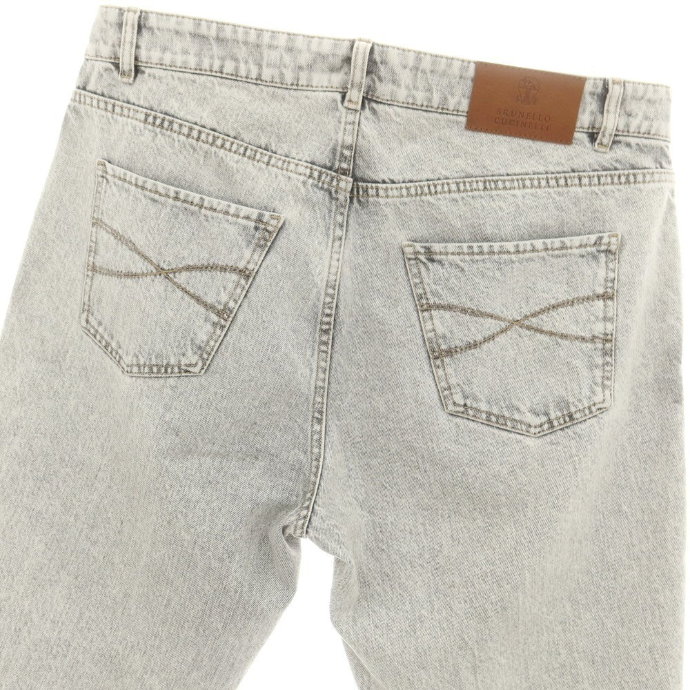 【中古】ブルネロクチネリ Brunello Cucinelli コットン デニムパンツ ジーンズ グレーホワイト【 表記なし(XL位) 】【 状態ランクB 】【 メンズ 】