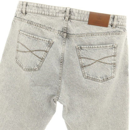 【中古】ブルネロクチネリ Brunello Cucinelli コットン デニムパンツ ジーンズ グレーホワイト【 表記なし(XL位) 】【 状態ランクB 】【 メンズ 】
