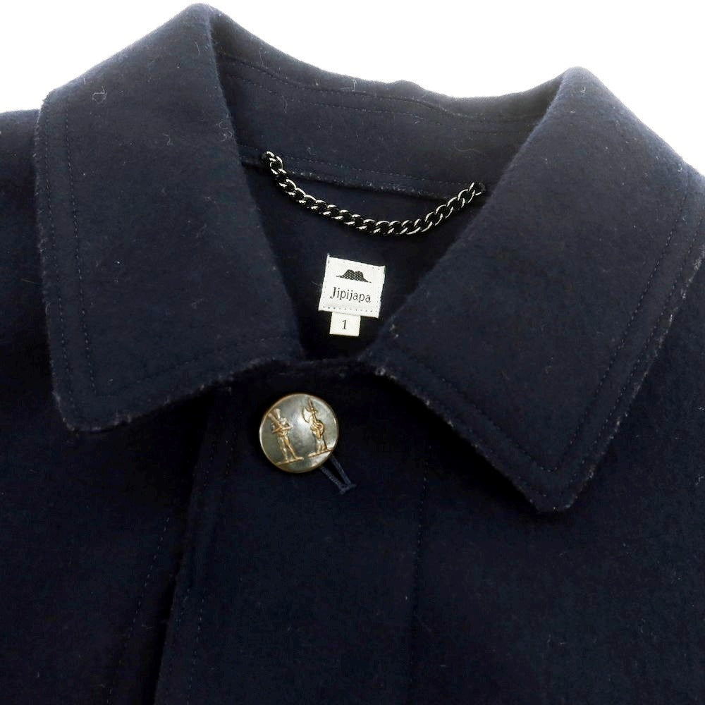 【中古】ヒピハパ jipijapa ウールナイロン ステンカラーコート ネイビー【 1 】【 状態ランクC 】【 メンズ 】