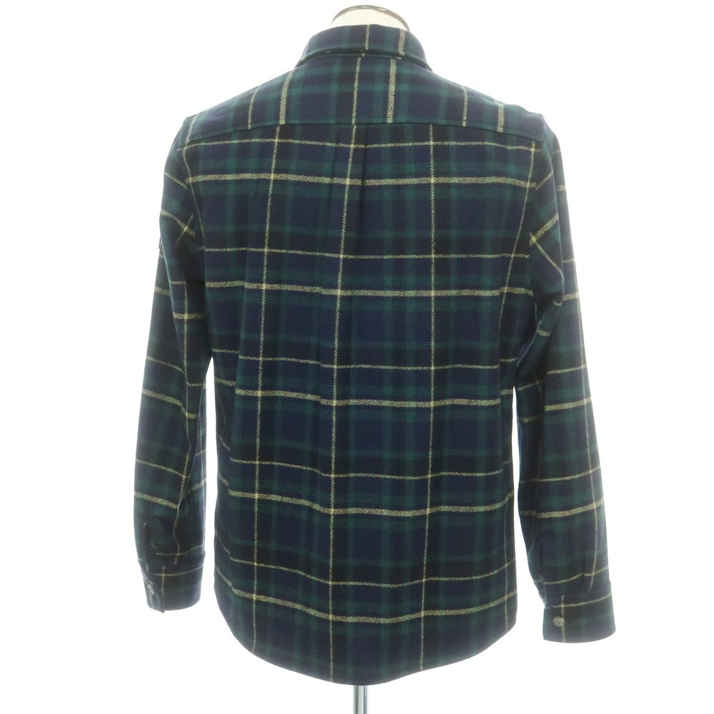 【中古】エメ レオン ドレ Aime Leon Dore × Woolrich ウールポリエステルナイロン チェック カジュアルシャツ ネイビーxグリーン【サイズL】【 状態ランクB 】【 メンズ 】[CPD]