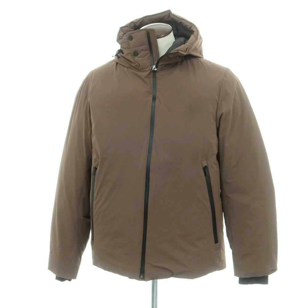 【中古】【未使用】ナノユニバース nano universe ナイロンポリウレタン 西川ダウン スポーティー フーデッド ダウンジャケット モカ【 L 】【 状態ランクS 】【 メンズ 】