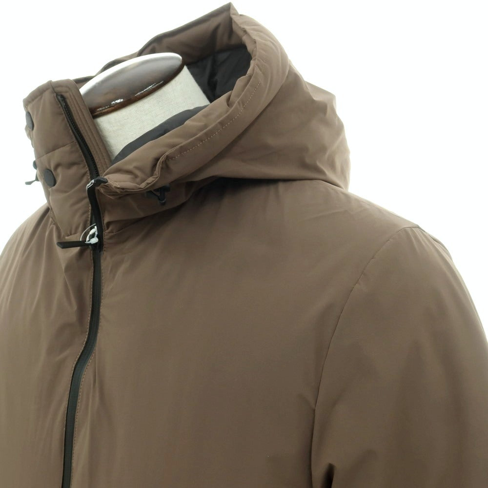 【中古】【未使用】ナノユニバース nano universe ナイロンポリウレタン 西川ダウン スポーティー フーデッド ダウンジャケット モカ【 L 】【 状態ランクS 】【 メンズ 】