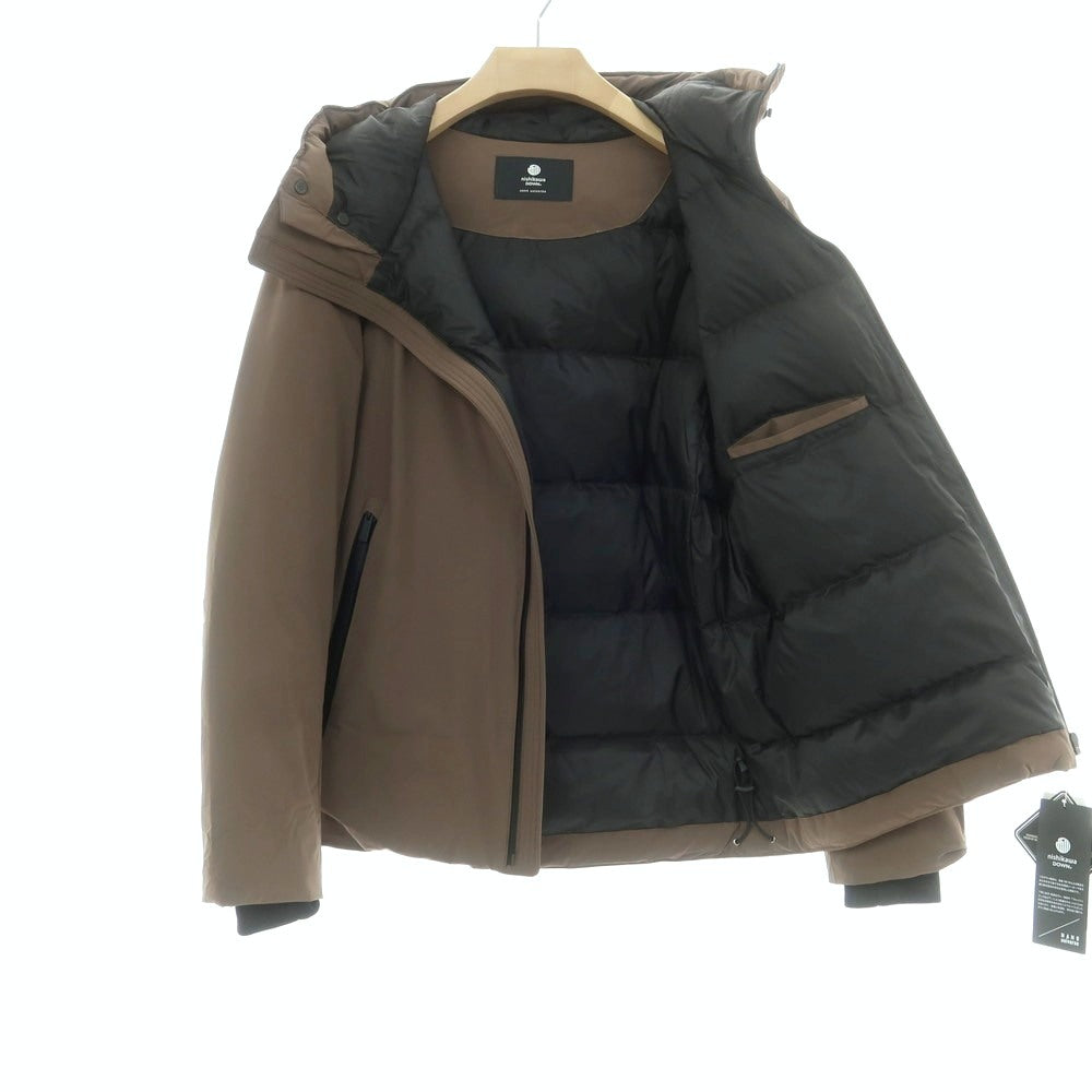 【中古】【未使用】ナノユニバース nano universe ナイロンポリウレタン 西川ダウン スポーティー フーデッド ダウンジャケット モカ【 L 】【 状態ランクS 】【 メンズ 】