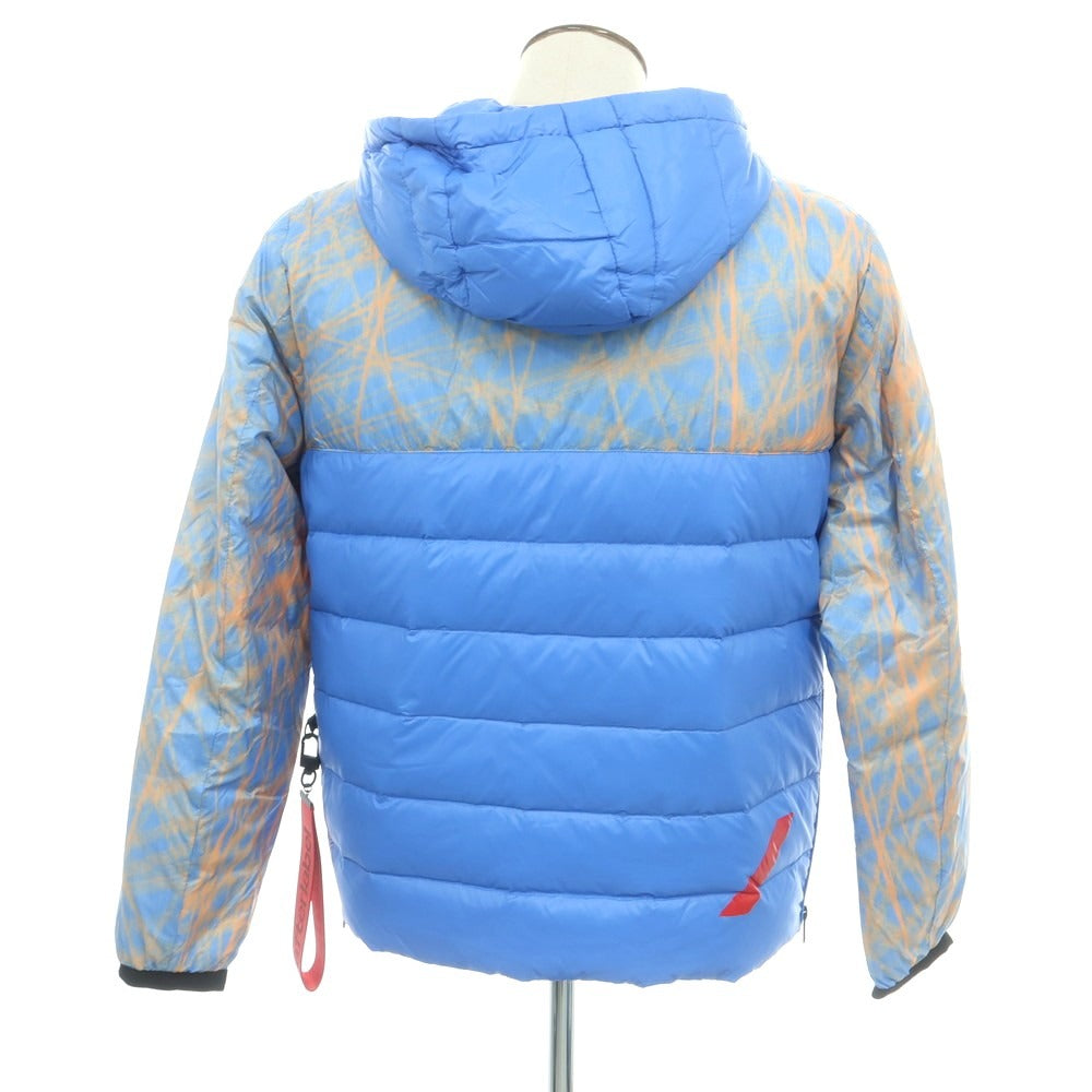 【中古】アフターラベル afterlabel ナイロン フーデッド ダウンジャケット ライトブルーxオレンジ【 L 】【 状態ランクA 】【 メンズ 】