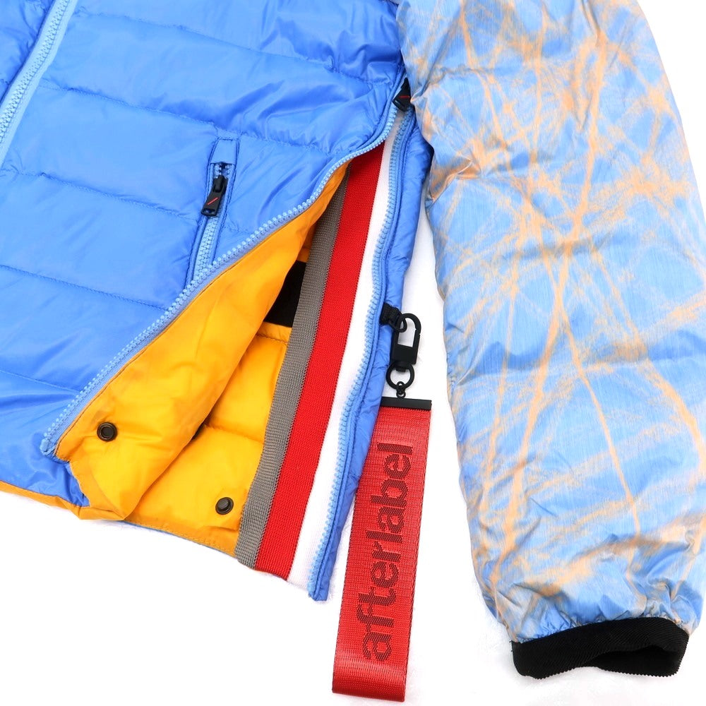 【中古】アフターラベル afterlabel ナイロン フーデッド ダウンジャケット ライトブルーxオレンジ【 L 】【 状態ランクA 】【 メンズ 】