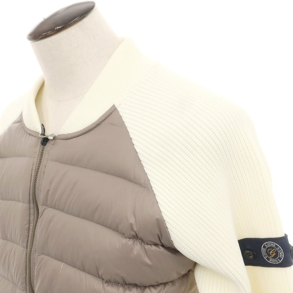 【中古】ジーステージ g-stage ニット ジップ ダウンジャケット ホワイトxグレージュ【 50 】【 状態ランクA 】【 メンズ 】