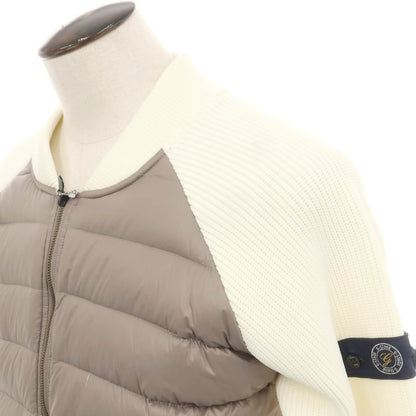 【中古】ジーステージ g-stage ニット ジップ ダウンジャケット ホワイトxグレージュ【 50 】【 状態ランクA 】【 メンズ 】