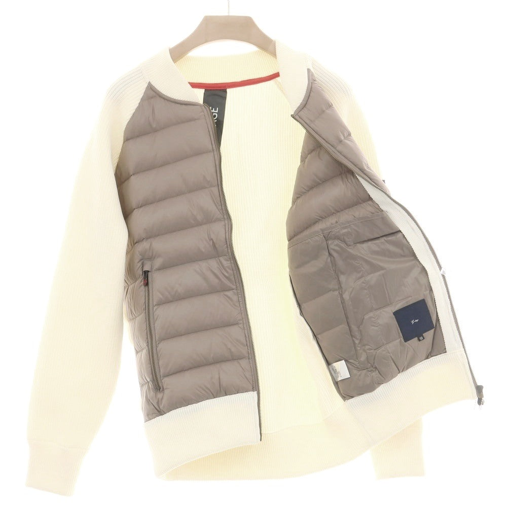 【中古】ジーステージ g-stage ニット ジップ ダウンジャケット ホワイトxグレージュ【 50 】【 状態ランクA 】【 メンズ 】