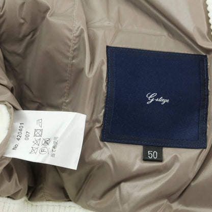 【中古】ジーステージ g-stage ニット ジップ ダウンジャケット ホワイトxグレージュ【 50 】【 状態ランクA 】【 メンズ 】