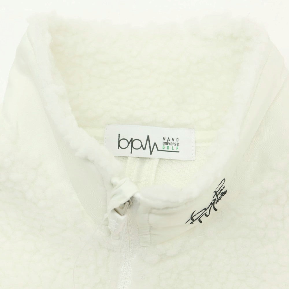 【中古】【未使用】ナノユニバース nano universe ポリエステル ハーフジップ スタンドカラー フリースジャケット ホワイト【 L 】【 状態ランクS 】【 メンズ 】