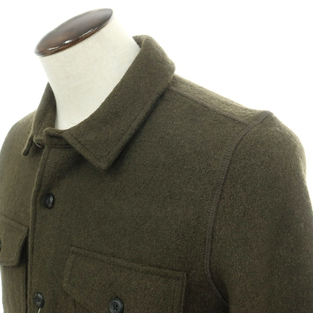 【中古】【未使用】バナナリパブリック Banana Republic レーヨンウール ブークレ カジュアルシャツ ダークオリーブ【 L 】【 状態ランクS 】【 メンズ 】