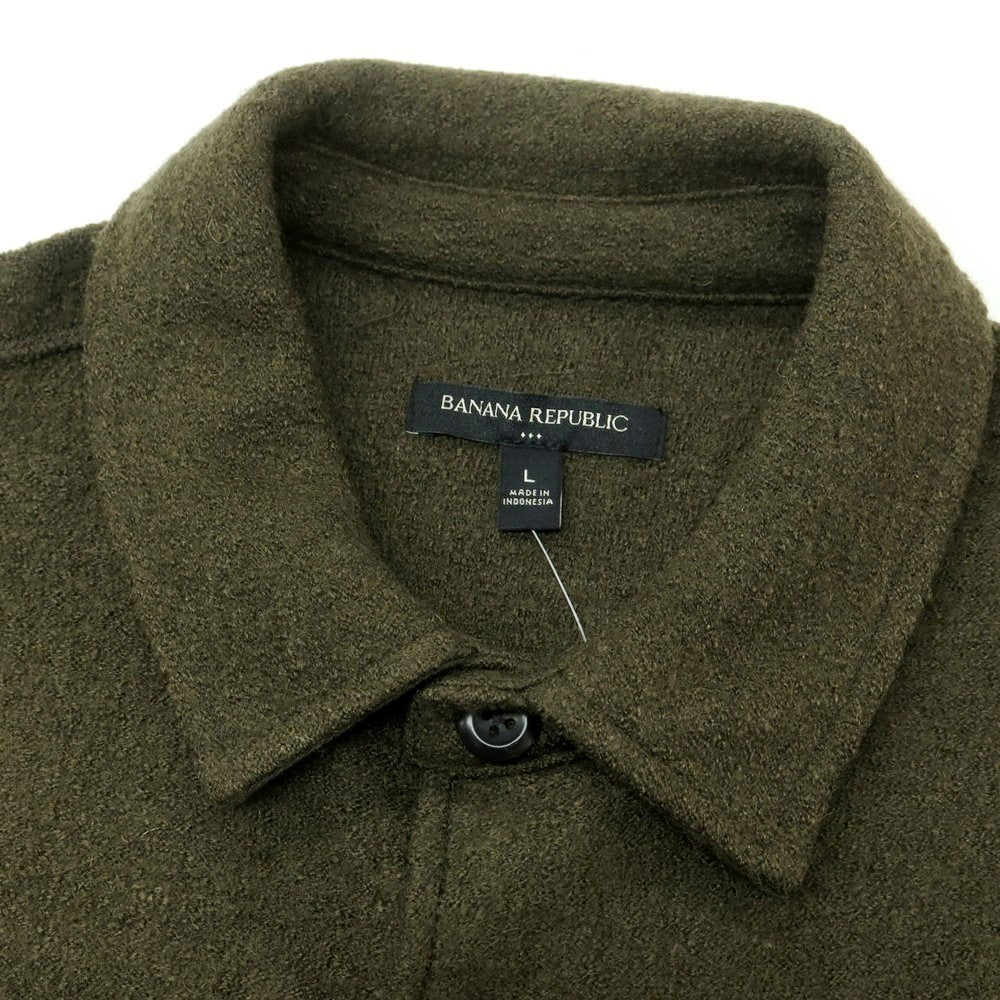 【中古】【未使用】バナナリパブリック Banana Republic レーヨンウール ブークレ カジュアルシャツ ダークオリーブ【 L 】【 状態ランクS 】【 メンズ 】