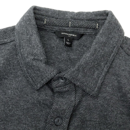 【中古】【未使用】バナナリパブリック Banana Republic ストレッチ ポリエステルコットンレーヨン カジュアルシャツ グレー【 L 】【 状態ランクS 】【 メンズ 】
