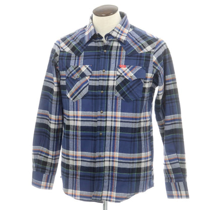 【中古】ホルバーマウンテニアリング Holubar Mountaineering コットン チェック ウエスタンシャツ ネイビーxライトグレー【 L 】【 状態ランクA 】【 メンズ 】