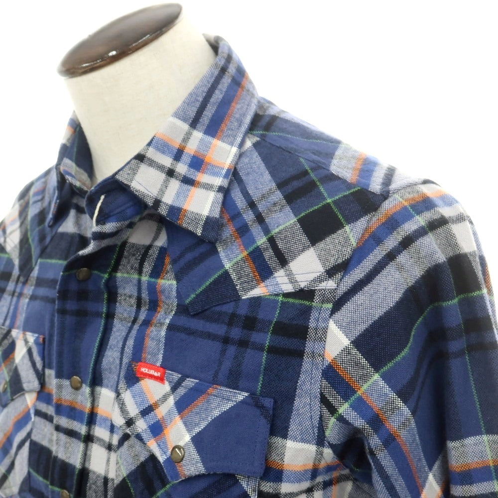 【中古】ホルバーマウンテニアリング Holubar Mountaineering コットン チェック ウエスタンシャツ ネイビーxライトグレー【 L 】【 状態ランクA 】【 メンズ 】