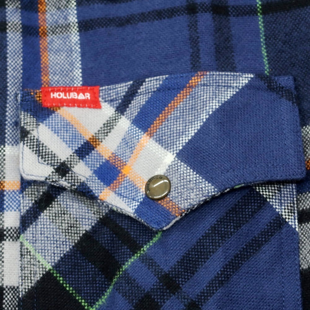 【中古】ホルバーマウンテニアリング Holubar Mountaineering コットン チェック ウエスタンシャツ ネイビーxライトグレー【 L 】【 状態ランクA 】【 メンズ 】