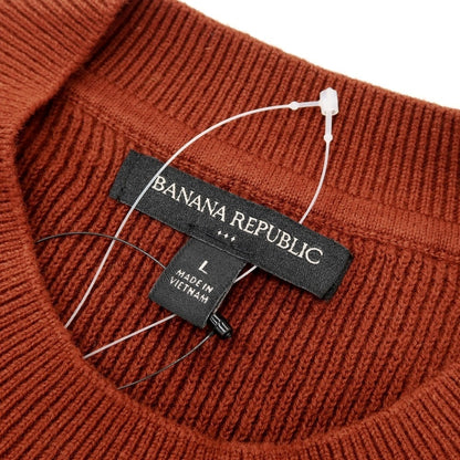 【中古】【未使用】バナナリパブリック Banana Republic コットン クルーネック ミドルゲージ プルオーバーニット テラコッタブラウン【サイズL】【 状態ランクS 】【 メンズ 】