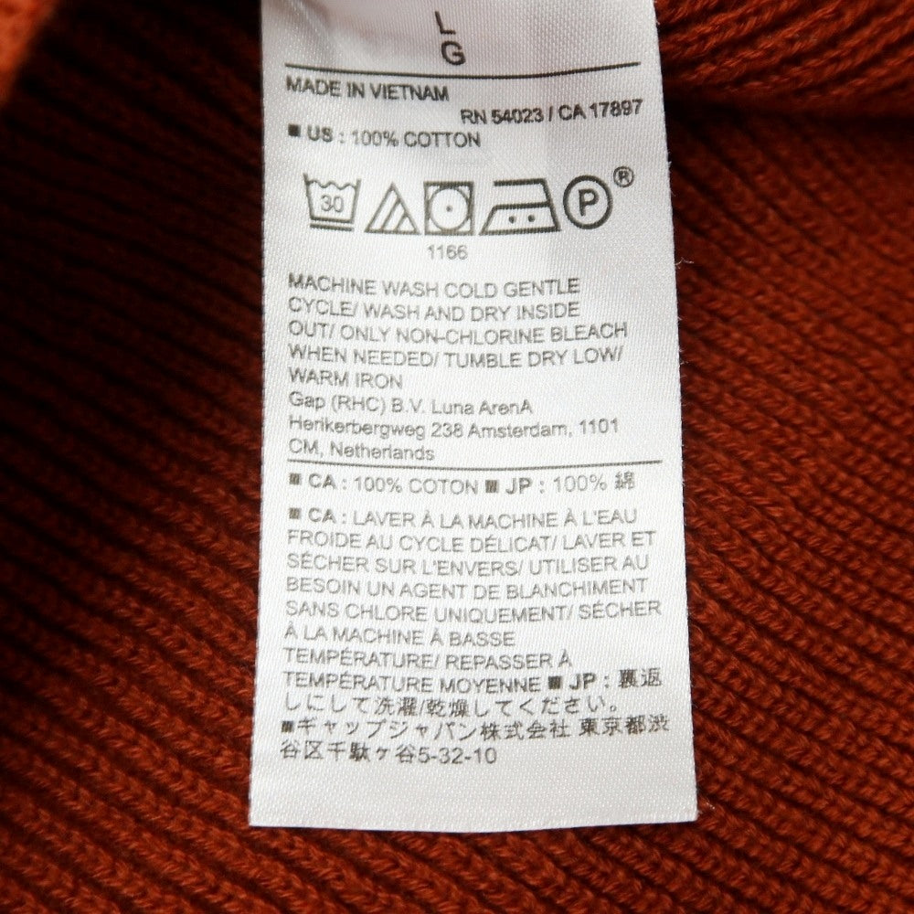 【中古】【未使用】バナナリパブリック Banana Republic コットン クルーネック ミドルゲージ プルオーバーニット テラコッタブラウン【サイズL】【 状態ランクS 】【 メンズ 】