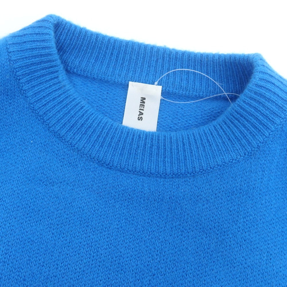 【中古】メイアス MEIAS ミドルゲージカシミヤ クルーネックニット ブルー【 M 】【 状態ランクA 】【 メンズ 】