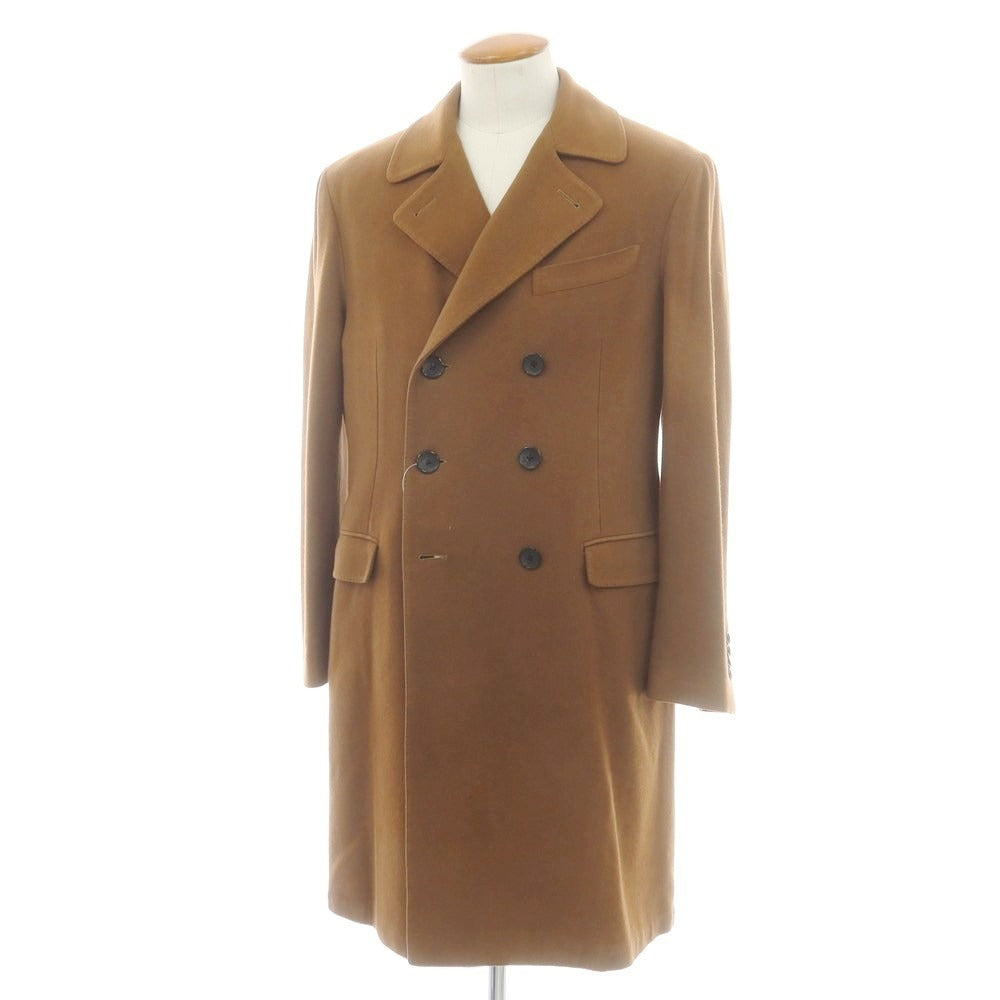 【中古】ベルベスト Belvest カシミヤ ダブルブレストコート ブラウン【 サイズ48 】【 状態ランクB 】【 メンズ 】 [BPD]