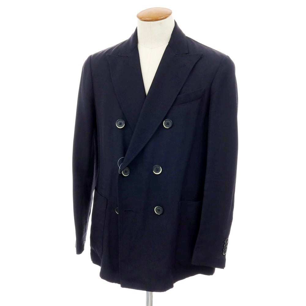 【中古】バレナ BARENA レーヨンリネン ダブル テーラードジャケット ダークネイビー【サイズ48】【 状態ランクC 】【 メンズ 】